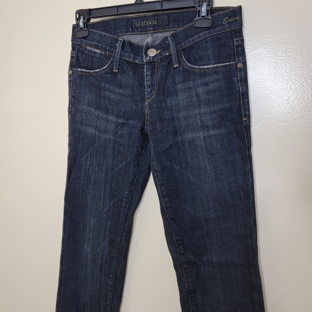 Goldsign Embroidered Denim Jeans Envy Tall Size 26 Skinny - Picture 2 of 5